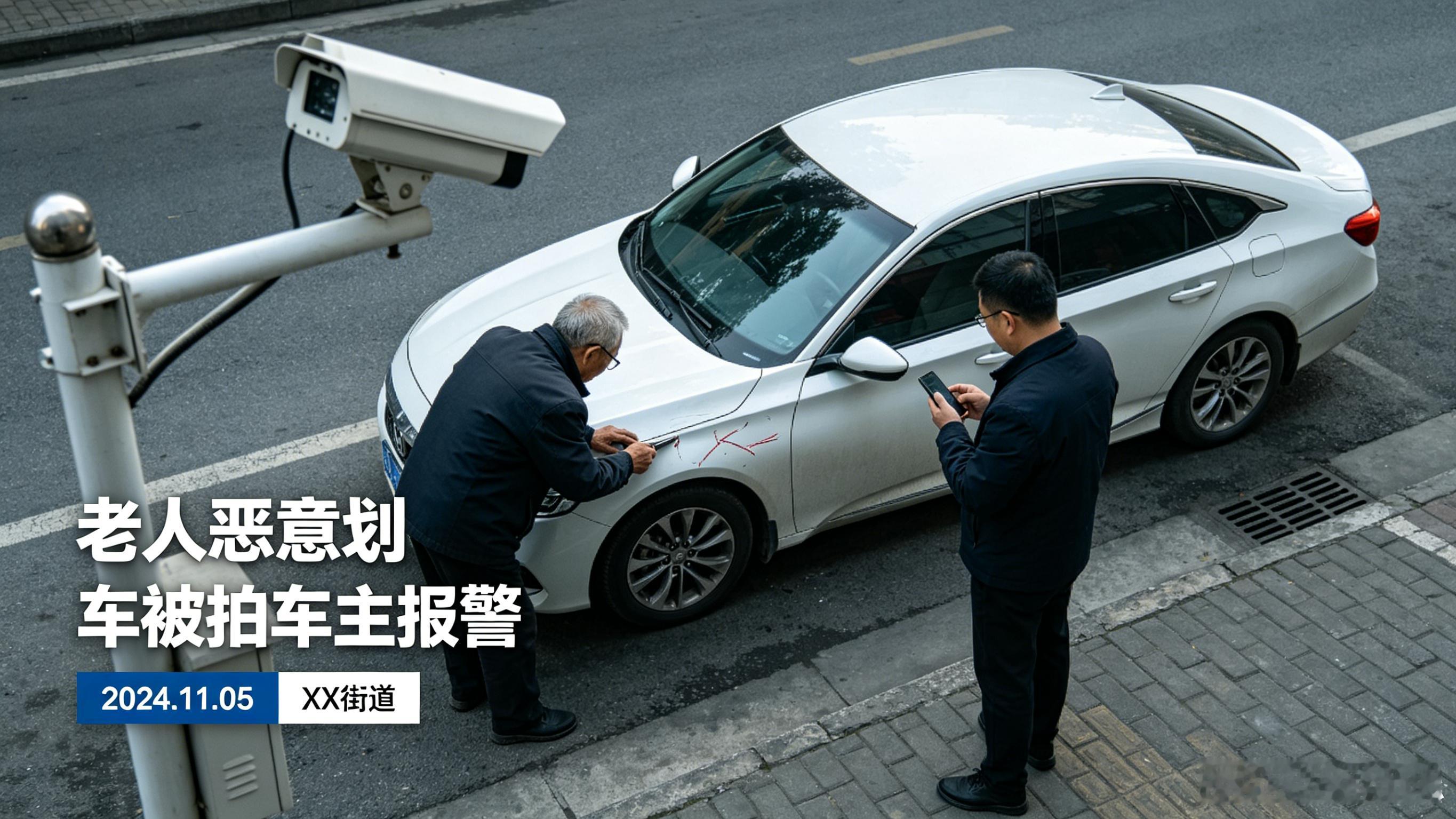 老人恶意划车被拍车主报警 近日，浙江义乌一车主发现爱车被恶意划伤，定损超5000