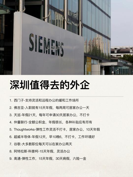 深圳这些外企还是很香的