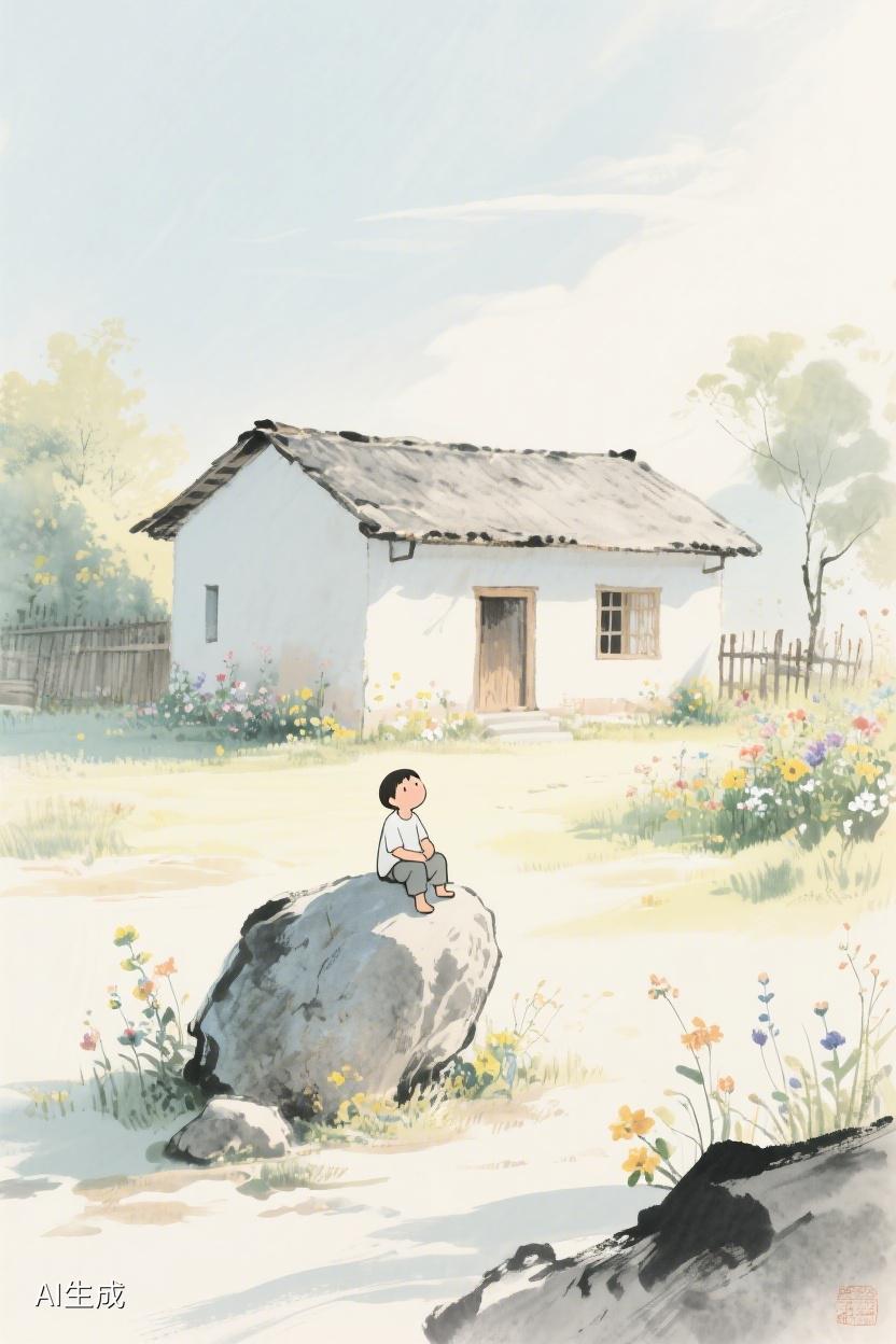 AI随心绘在这片繁花绿野间，小屋静立，那是一方心灵栖息地，静静感受岁月的温柔与美