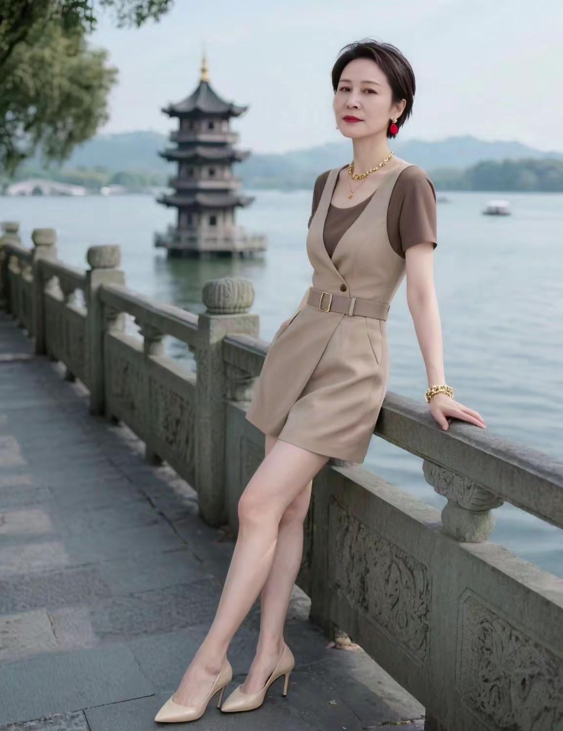 马伊琍超级短发女子，身着新款时尚三件套:星绘 马伊琍超级短发女子，身着新款时尚三