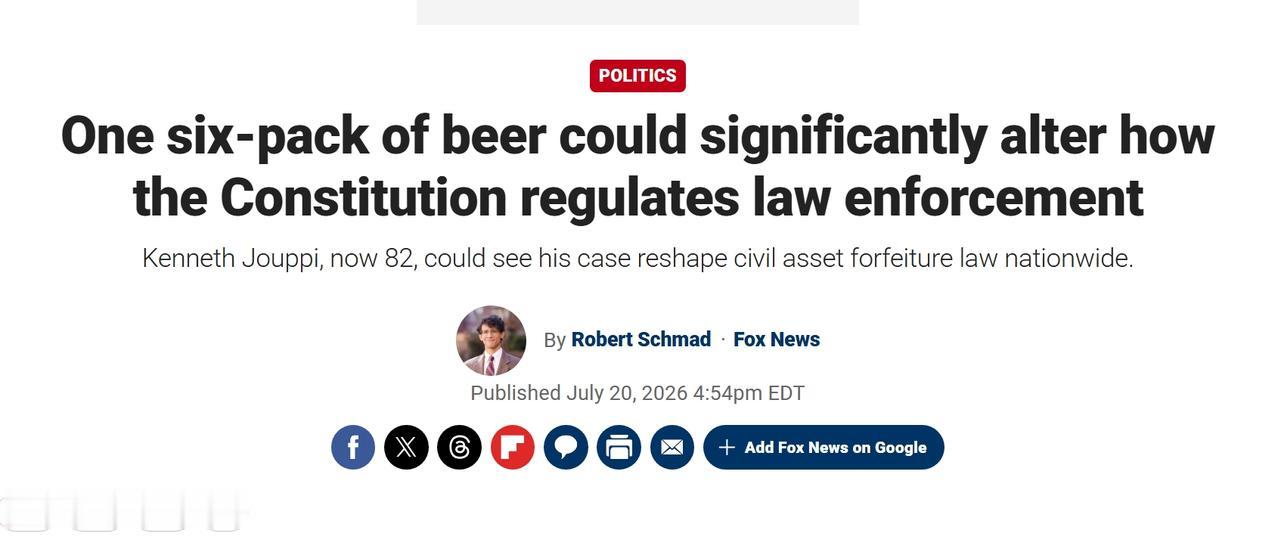 离谱：只因飞机上放了6罐啤酒，美国州政府就将私人飞机没收
当地时间周一，美国最高