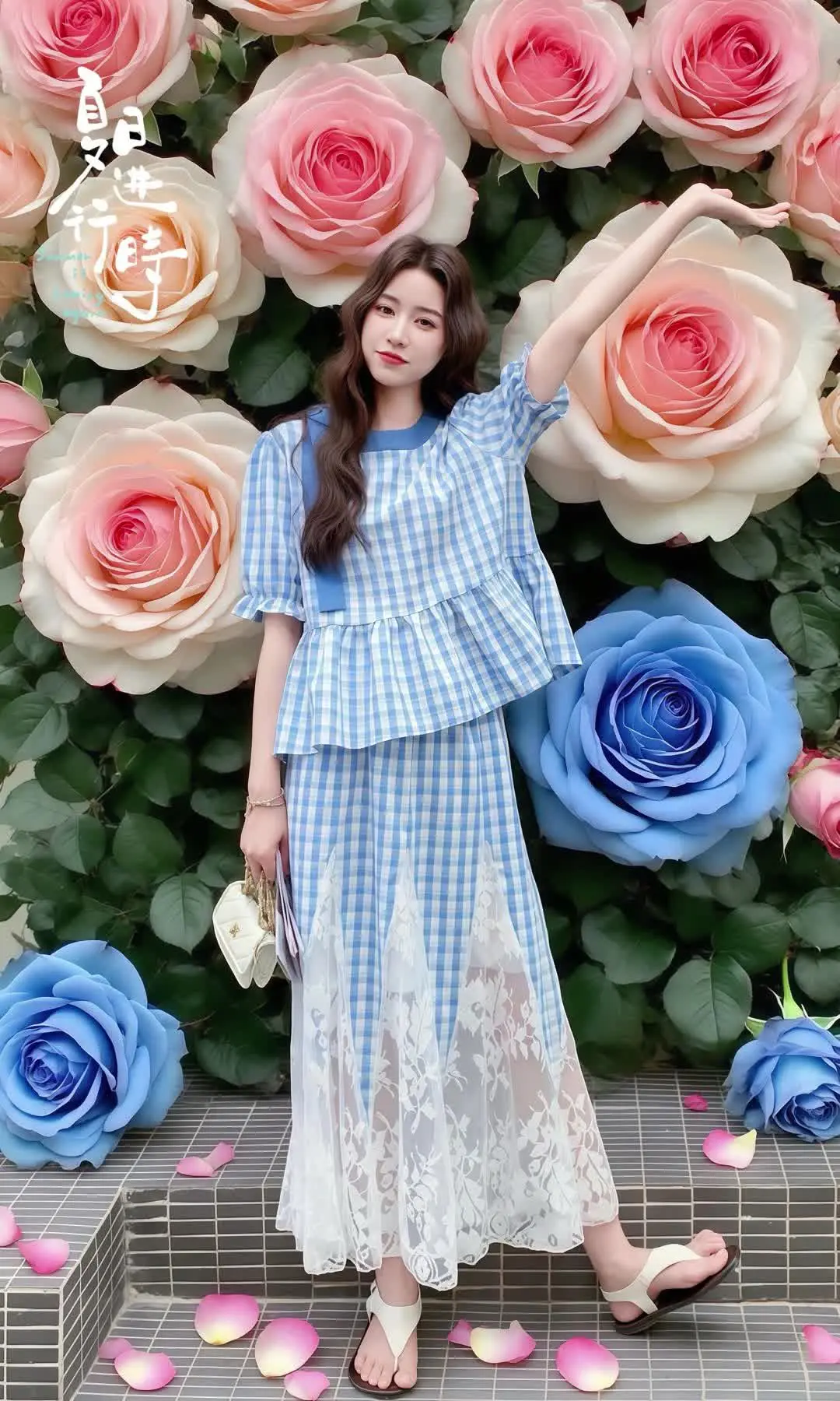 姐妹们都去穿这件蕾丝拼接套装裙，上身甜美又气质，真的太好看了！复古格纹...