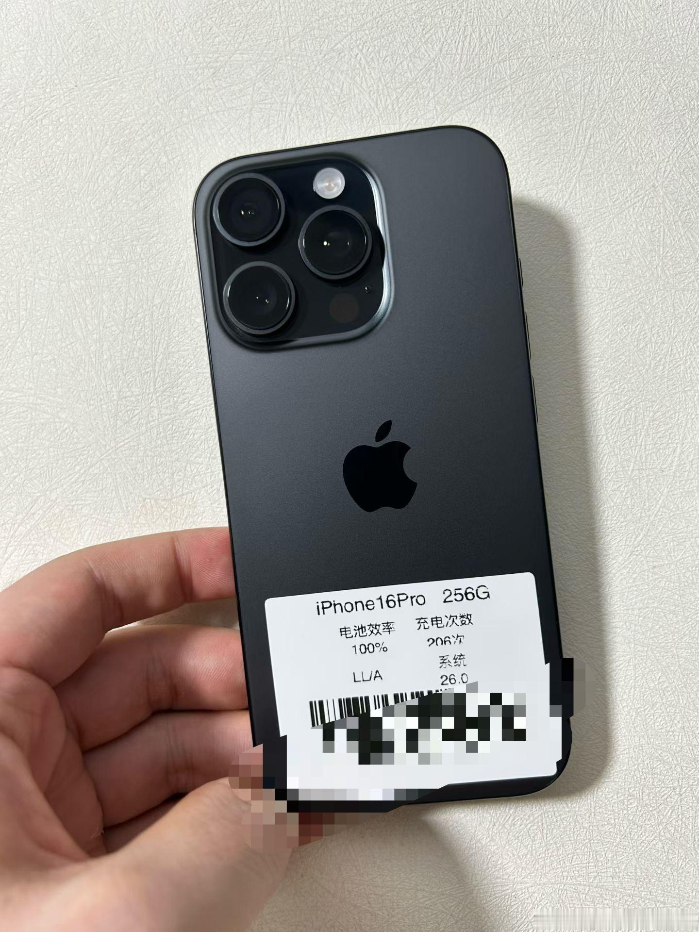 美版无锁iPhone16Pro  256G 黑，电池效率100%，机器极品成色，