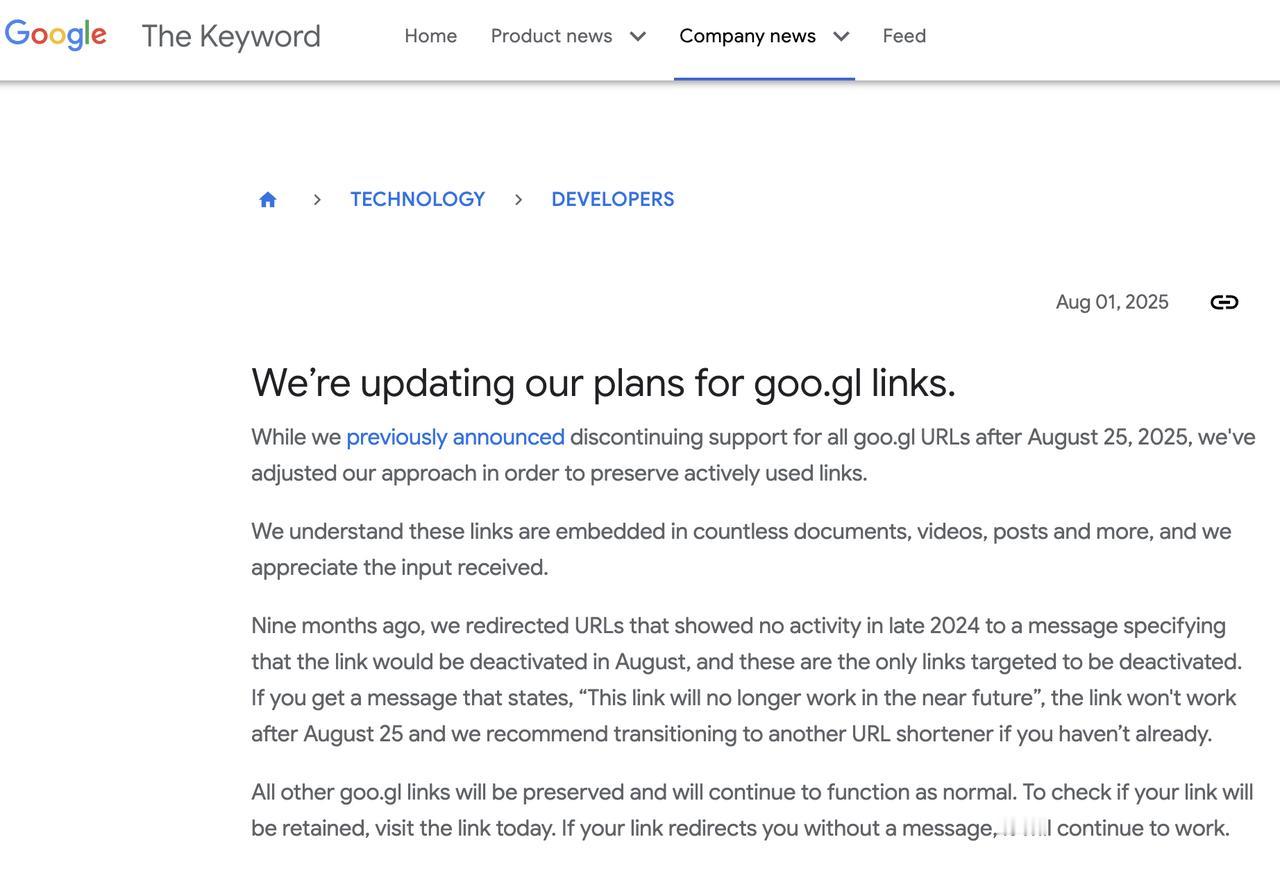 Google 不再一刀切封杀 goo[.]gl，链接还活着，但信任已死

原定 
