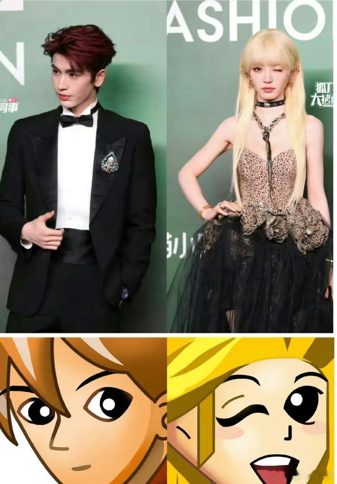 张凌赫田曦薇 QQ头像张凌赫、田曦薇昨日的造型被网友说是QQ头像[笑cry]，看