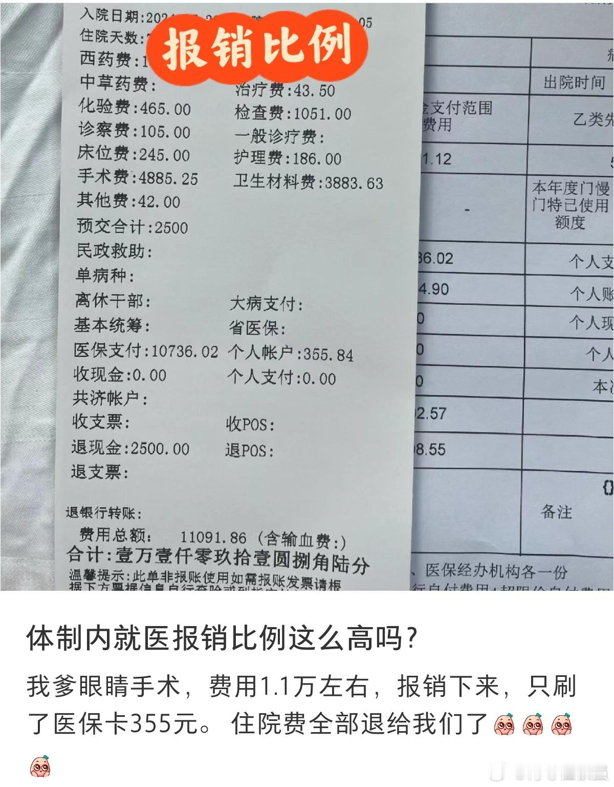 #体制内就医报销比例这么高嘛#体制内就医报销比例这么高嘛？ ​​​