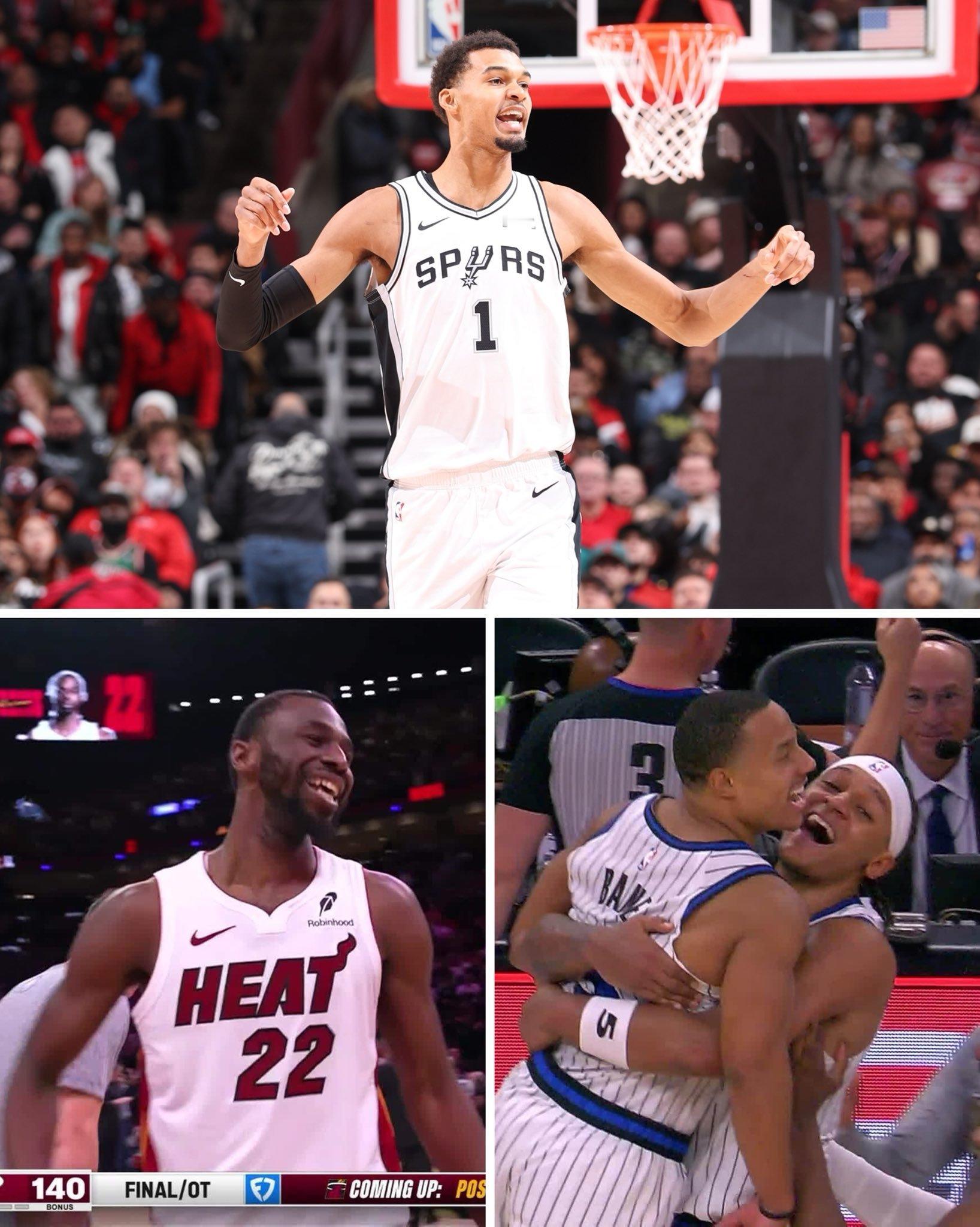 文班关键三分，贝恩和嘴哥压哨绝杀这还没算阿伦42分还有克雷伊奇单场8三分呢今天红