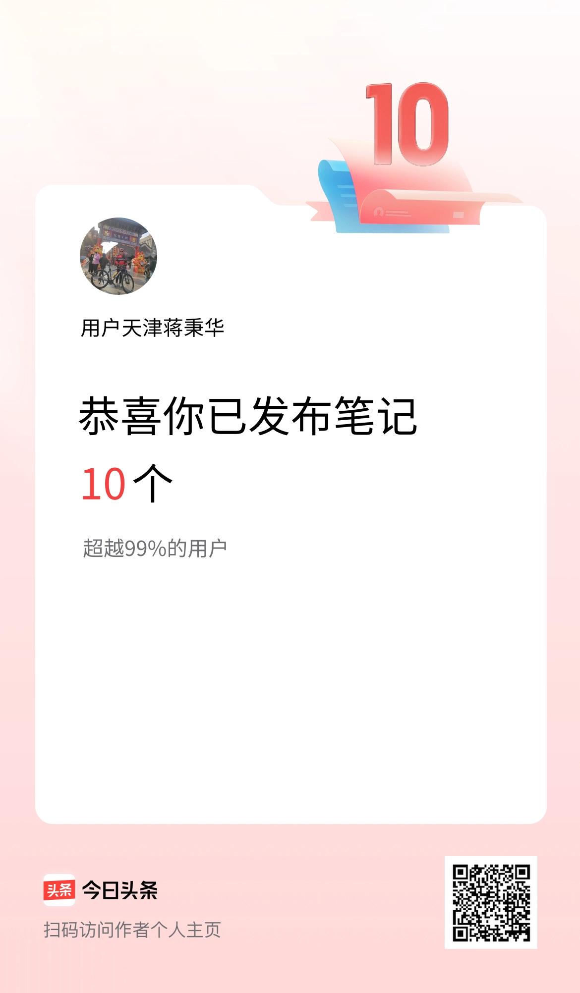 我在头条累计投稿笔记10个