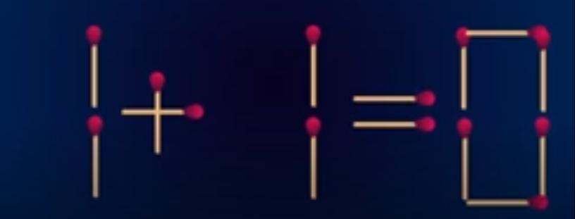 火柴家族摆起 “1 + 1 = 0” 造型 “搞事情”，可这等式明显不成立呀！现