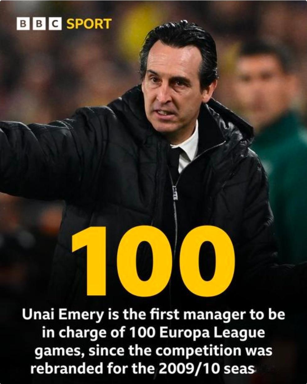里程碑！埃梅里成为首位带队参加100场欧联杯的主帅稍早前结束的欧联杯比赛中，阿斯