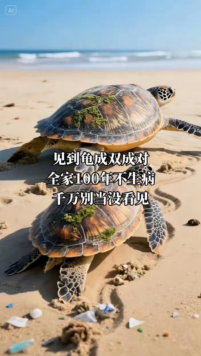 见到龟成双成对，全家100年不生病，千万别当没看见。 