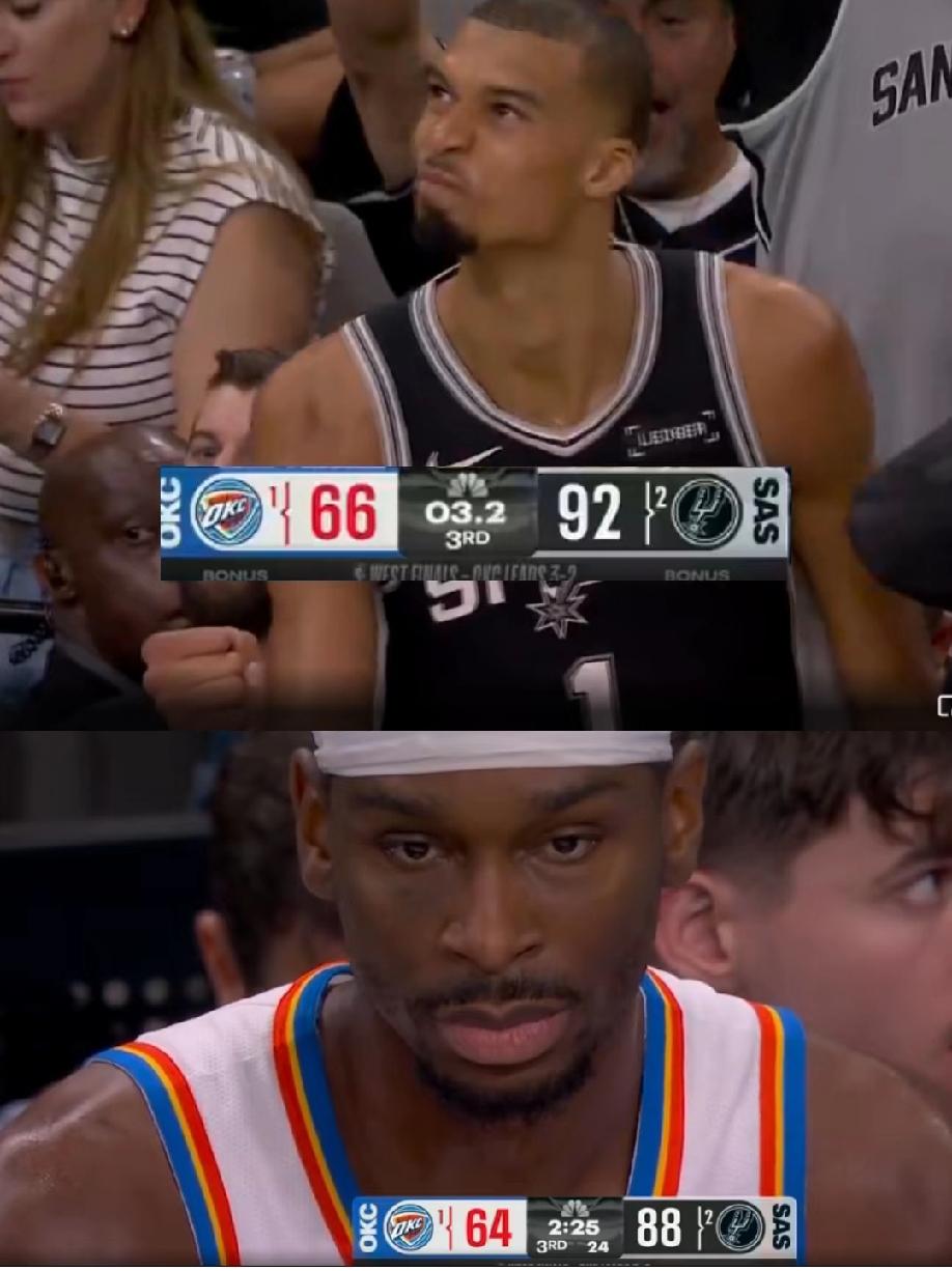NBA总决赛G6三节比赛打完，马刺92:66，领先26分进入第四节，这场比赛基本