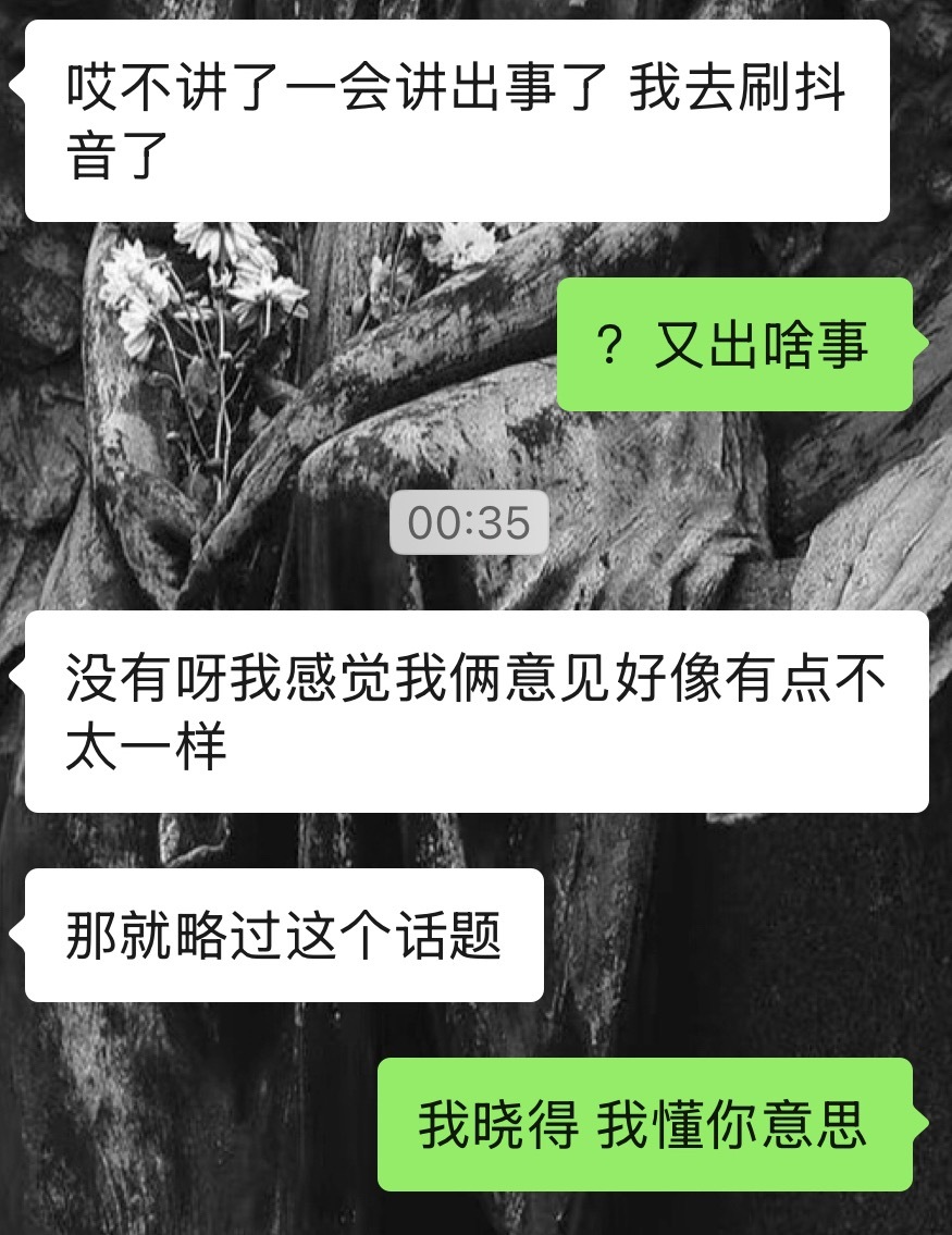 我和十蛋乱喜是那种程度有关一件事讲了十分钟发现意见不同 再说下去要吵起来两个人都