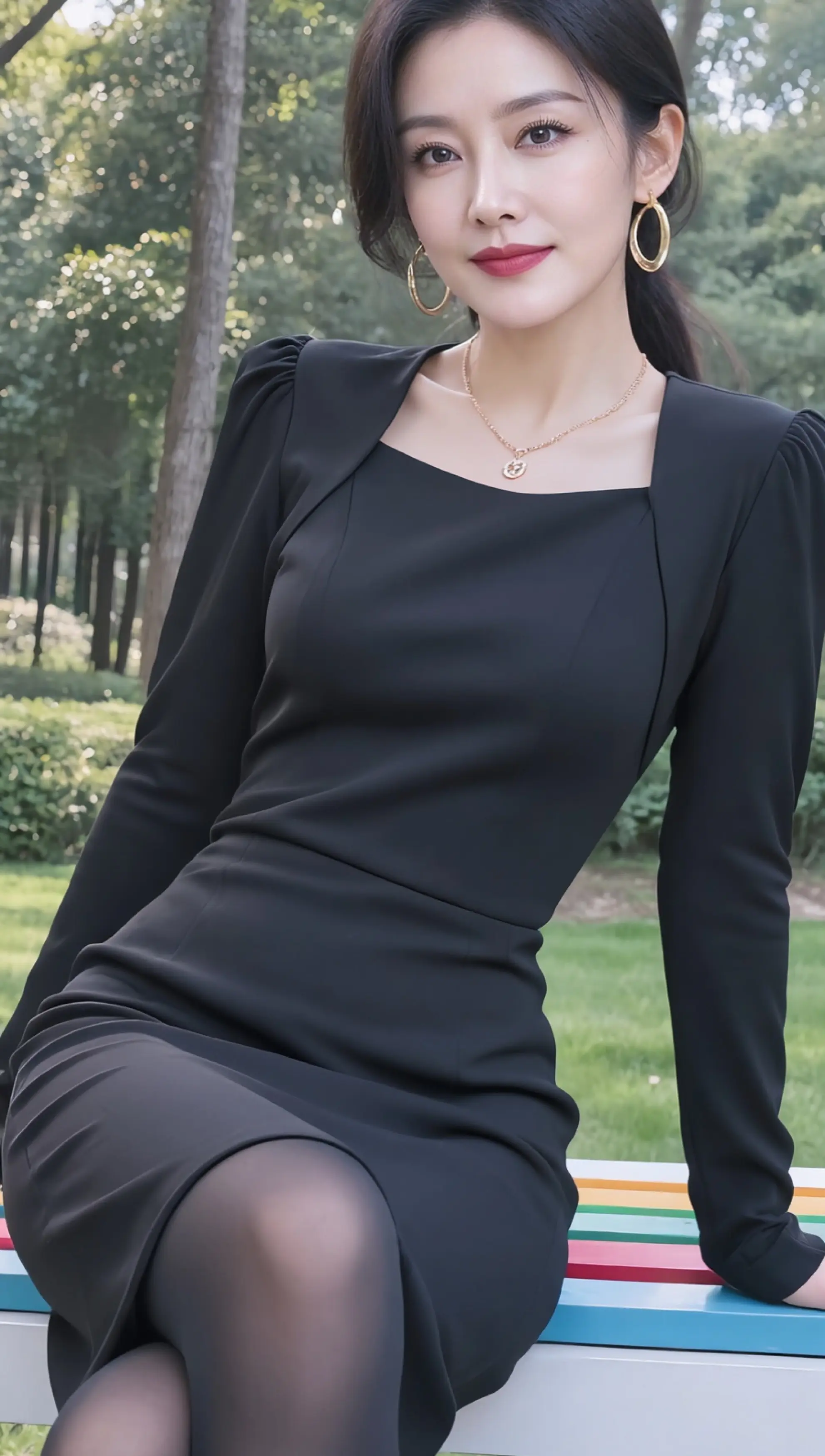 AI森系黑裙照 ai创作