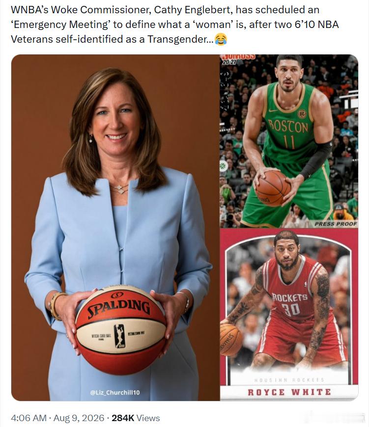 WNBA“觉醒派”总裁凯茜·恩格尔伯特安排了一场“紧急会议”，要讨论并定义什么是