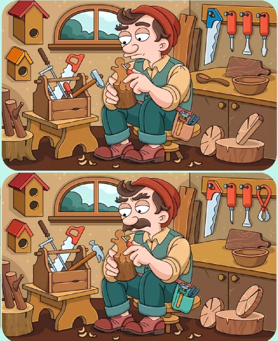 小学生5分钟找全不同，我盯着屏幕10分钟，连工人腰间的工具包都没看出来…我这眼神