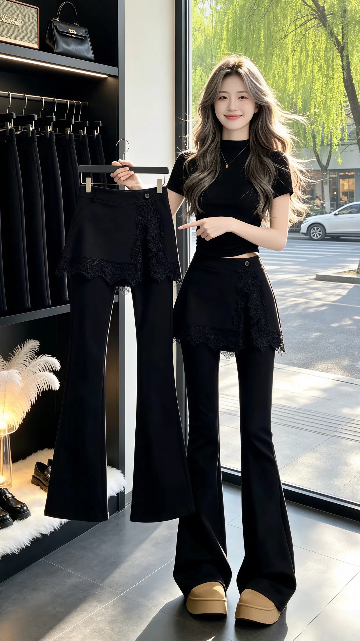 弹力显瘦提臀喇叭长裤 穿出自己的风格 显瘦显高显腿长裤子 穿出大长腿 夏季穿搭