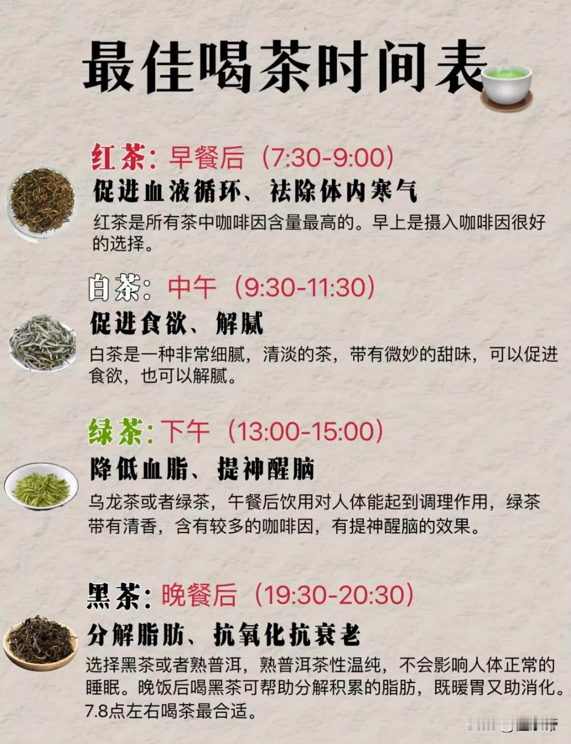 最佳喝茶时间表建议！