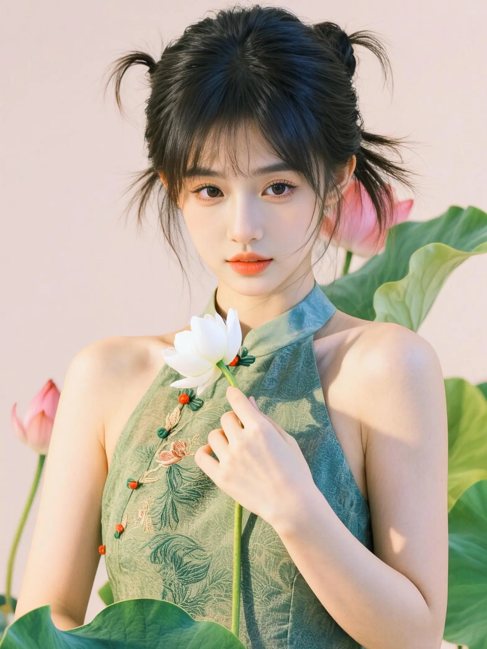 AI荷韵旗袍照 夏日荷花妆造 ai创作 ai写真  ai写真初夏写真限时挑战赛