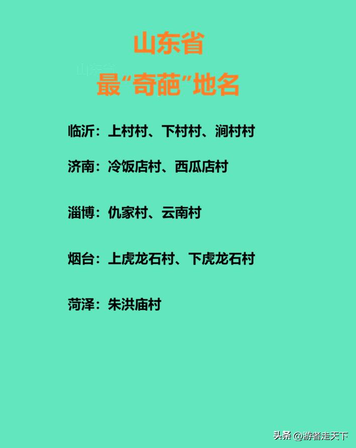 你还知道哪些奇葩的村名？
我说几个山东的。
临沂兰陵县下村乡，这个乡有上村村、下