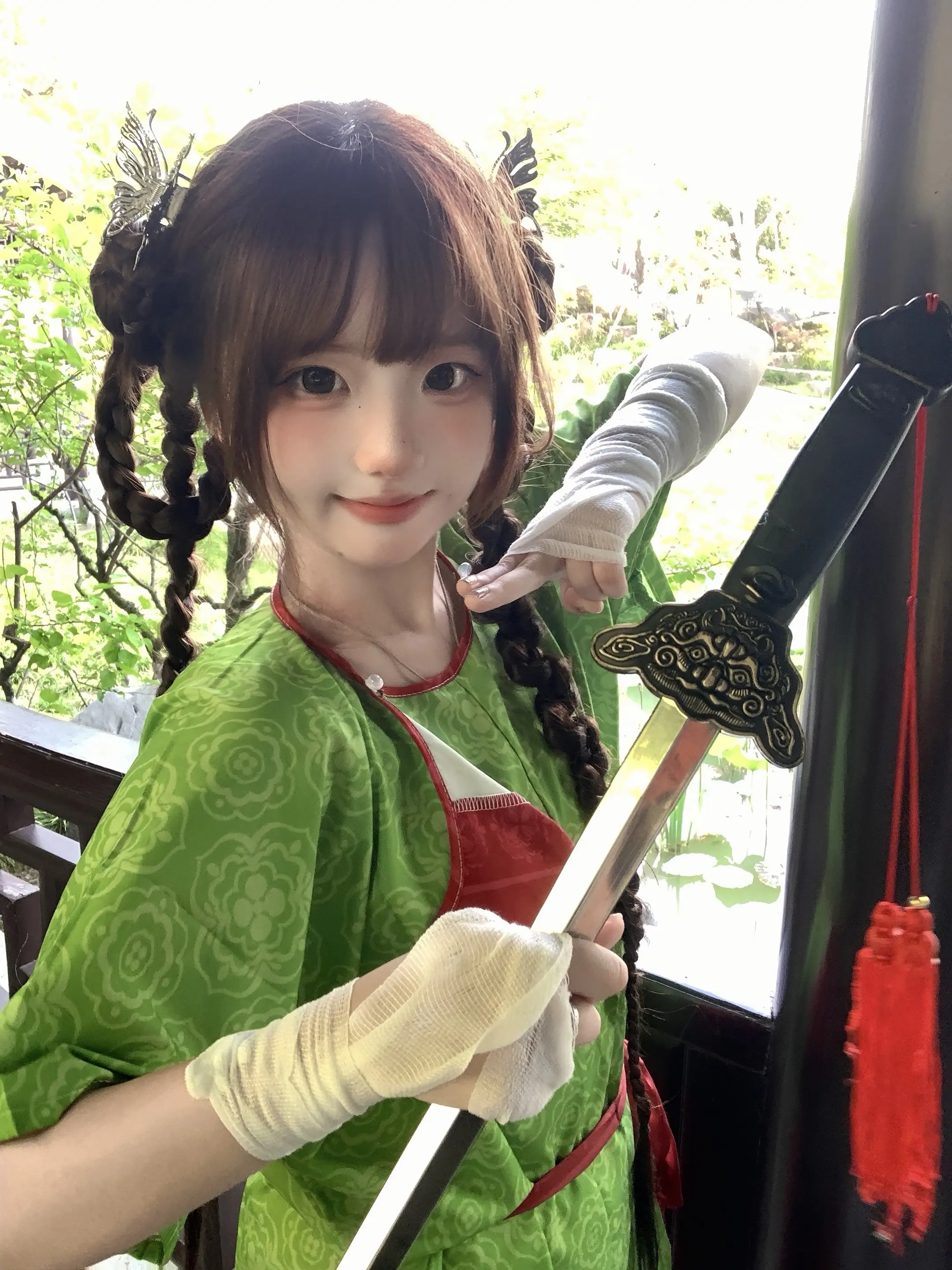 “小师妹 江湖路远 容不得半点马虎”一整套🥕88红绿配色的圆领袍+灯...