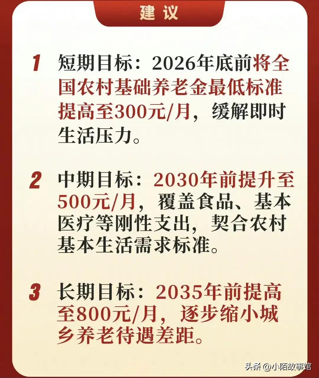 人大代表建议分阶段提升农村老人基础养老金：短期目标，在2026年前提升至300元