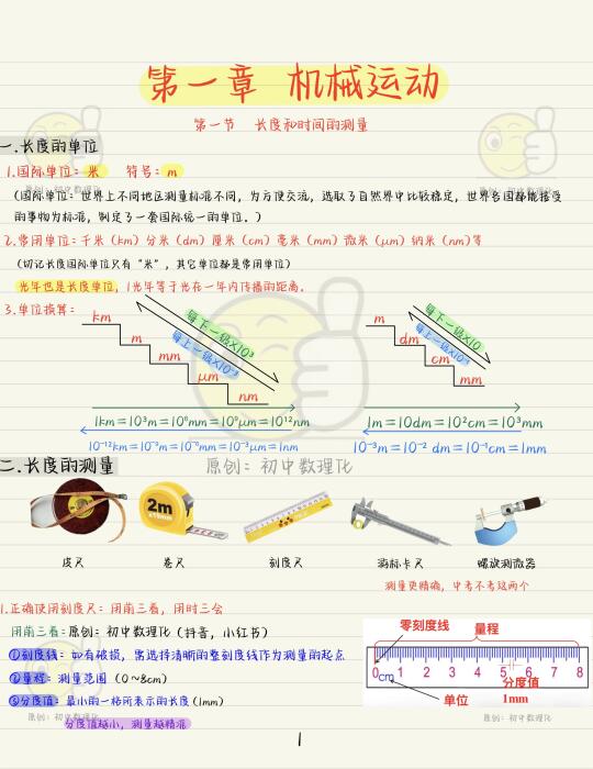 新版八上物理预习（1）：长度和时间的测量