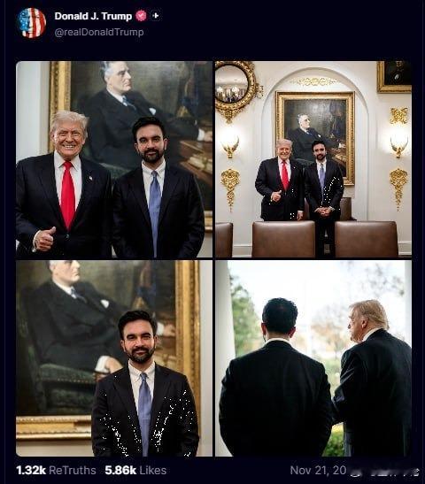 11/21/25👀👉川普总统今天在椭圆办公室接见了新当选的纽约市长Mamda