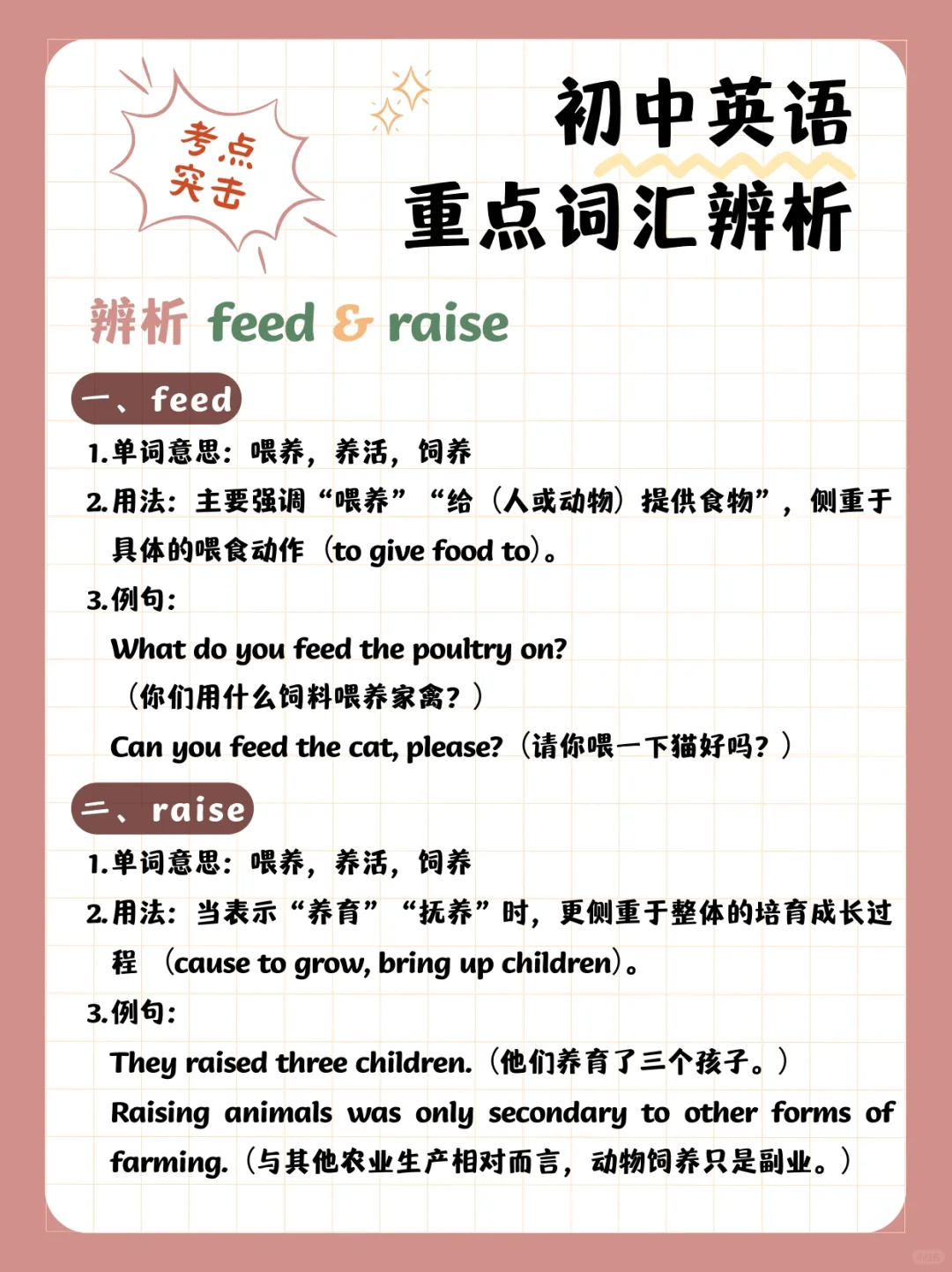 考点突击|一次厘清初中英语重点词汇辨析63