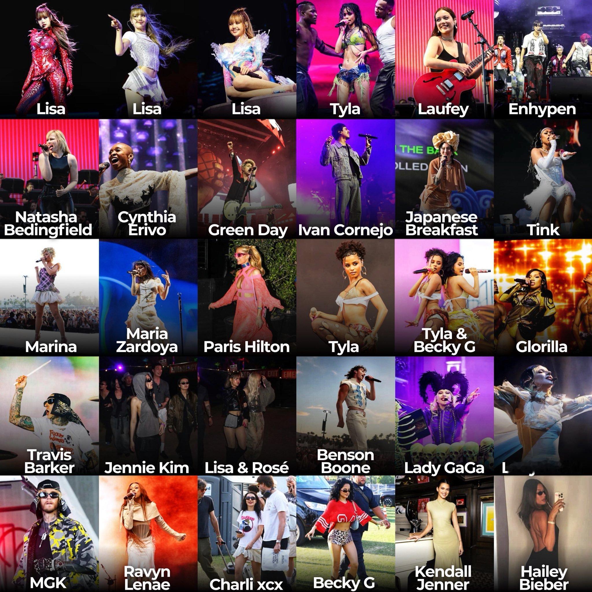 美版《Vogue》 杂志评选出2025年科切拉音乐节最佳名人着装Top30： ​