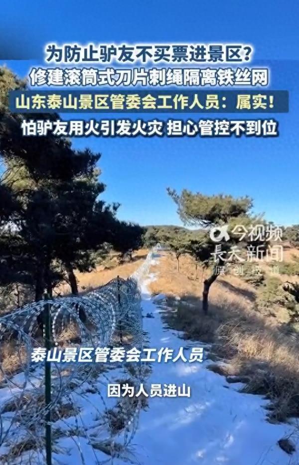 总长 135 公里刀片刺绳围住泰山，防火还是拦逃票驴友？市民直呼几千年的公山被硬