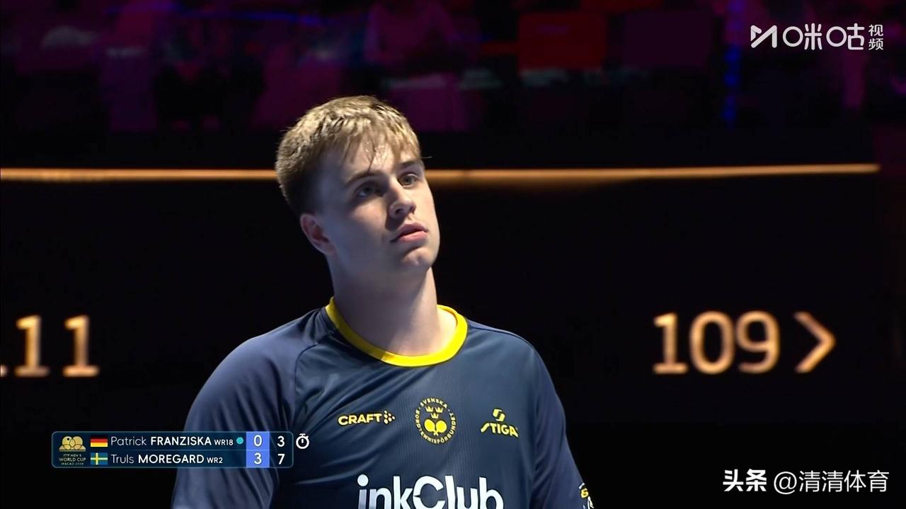 小莫给小弗队长剃光头了😭
澳门世界杯男单1/8决赛，莫雷加德4-0横扫弗朗西斯