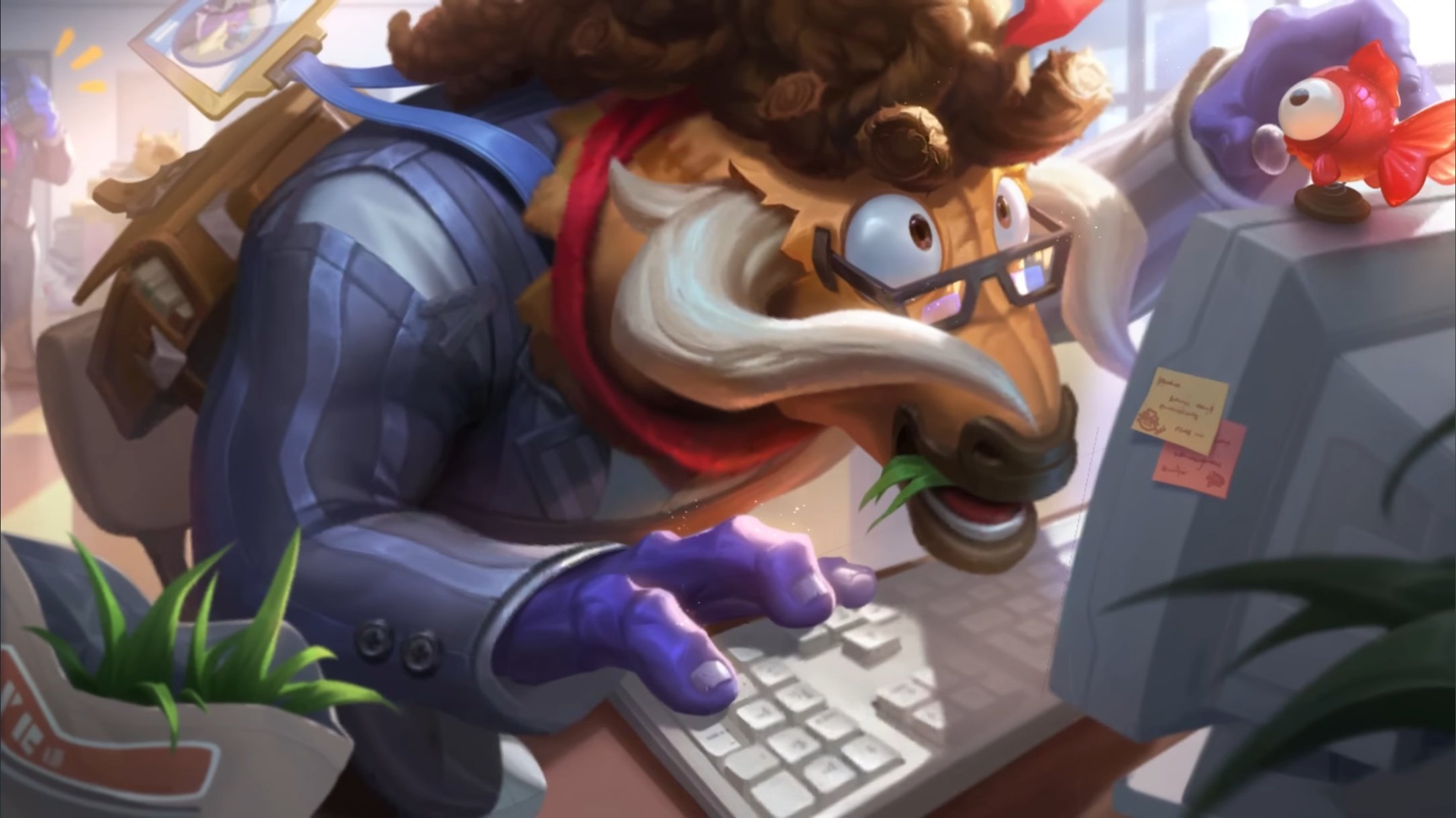 LOL手游新皮肤 朝九晚五 阿利斯塔，越塔需谨慎 潘森英雄联盟