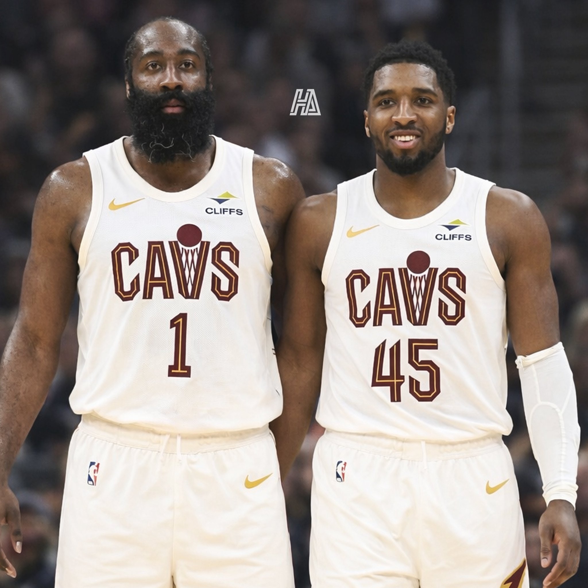 在没有其他操作的前提下，骑士可以排出这样一套首发，挺适合登的：哈登米切尔泰森莫布