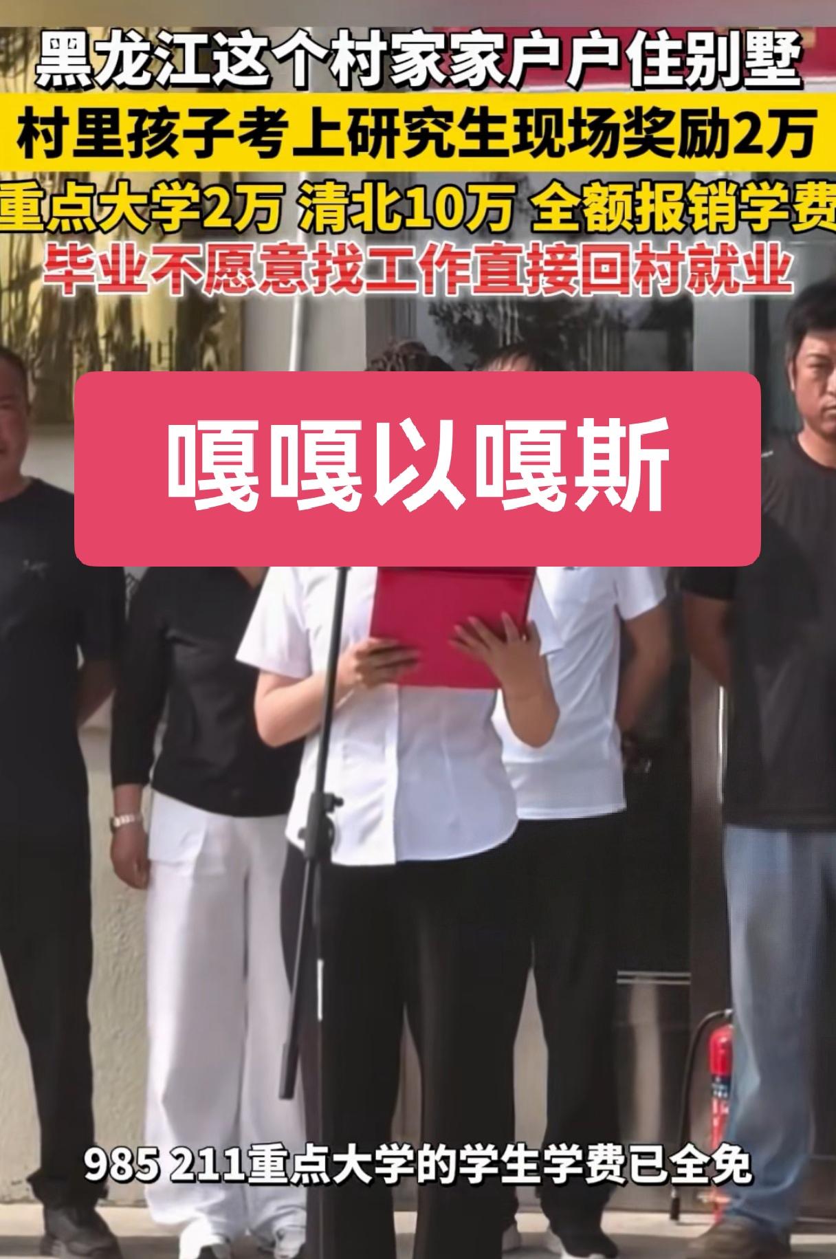 黑龙江还有这么富有的村子呀！家家住别墅，考上重点大学不但有奖励，学费还全免，毕业