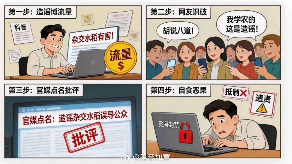 200万粉网红诋毁袁隆平水稻育种技术【靠歪曲常识抹黑科研博流量，终究只会自食恶果