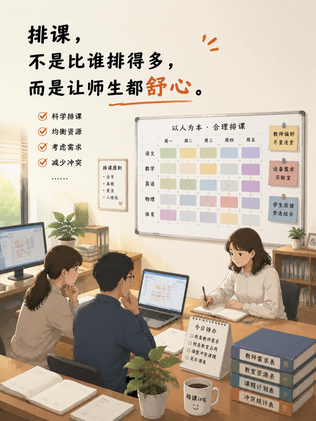 刚接手教务的时候，我总想着把所有时段全部填满，课时排得越满，越觉得工作做到位。
