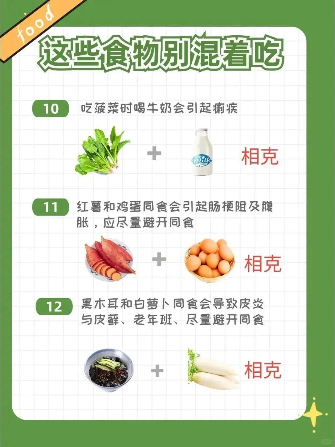 这些食物，不要混着吃！[灵光一闪][来看我]#食物真相大揭秘# #不可同时的食物