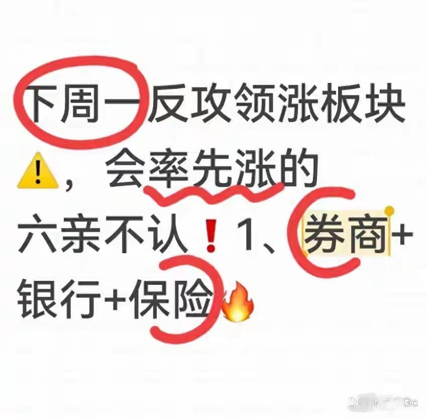 下周一反攻领涨板块，会率先涨的六亲不认！1、券商+银行+保险理财有风险，投资需谨