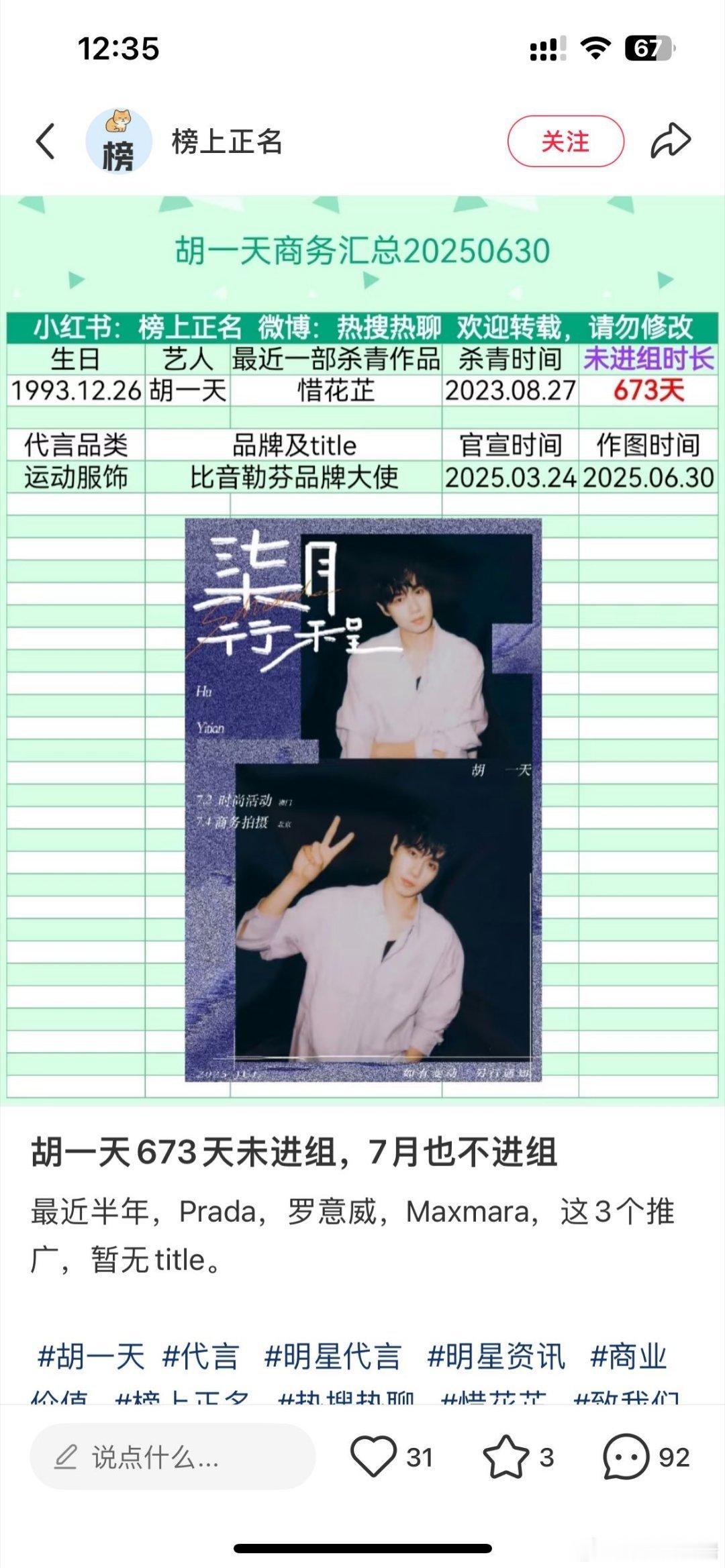 胡一天自从离开华策，就没戏拍了，已经2年没拍了。以前华策给过他不少一番剧。他的问