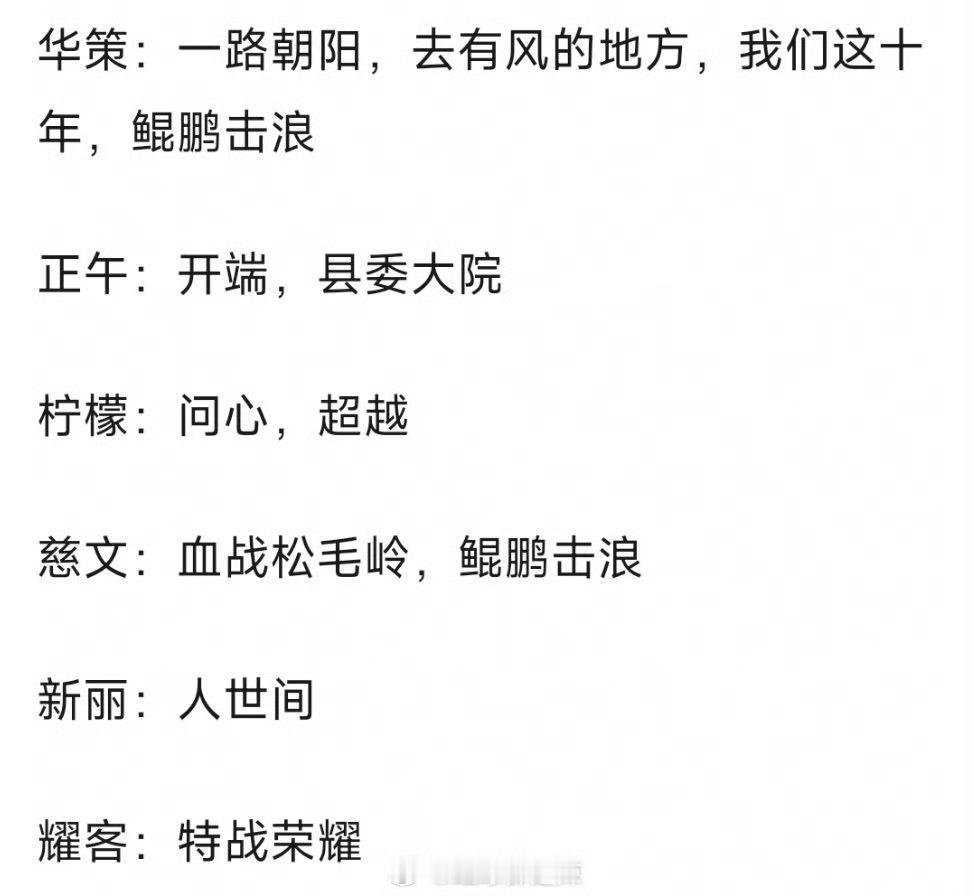 六大影视公司都有代表作 ​​​