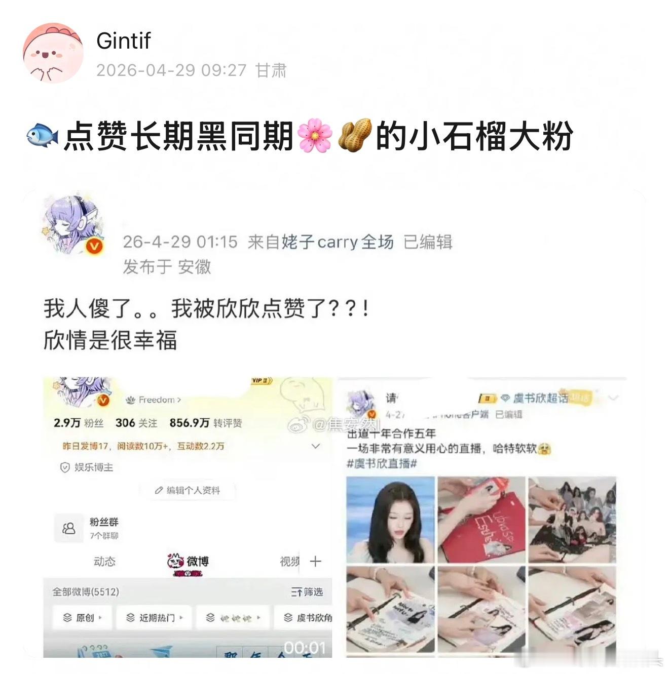 网友说🐟点赞长期黑同期🌸🥜的小石榴大粉人家哪有时间关注别人平常发啥啊