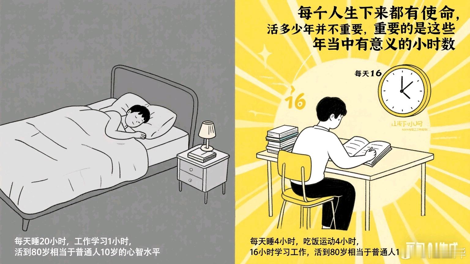 每一个人生下来都有使命，活多少年并不重要，重要的是这些年当中有意义的小时数。如果