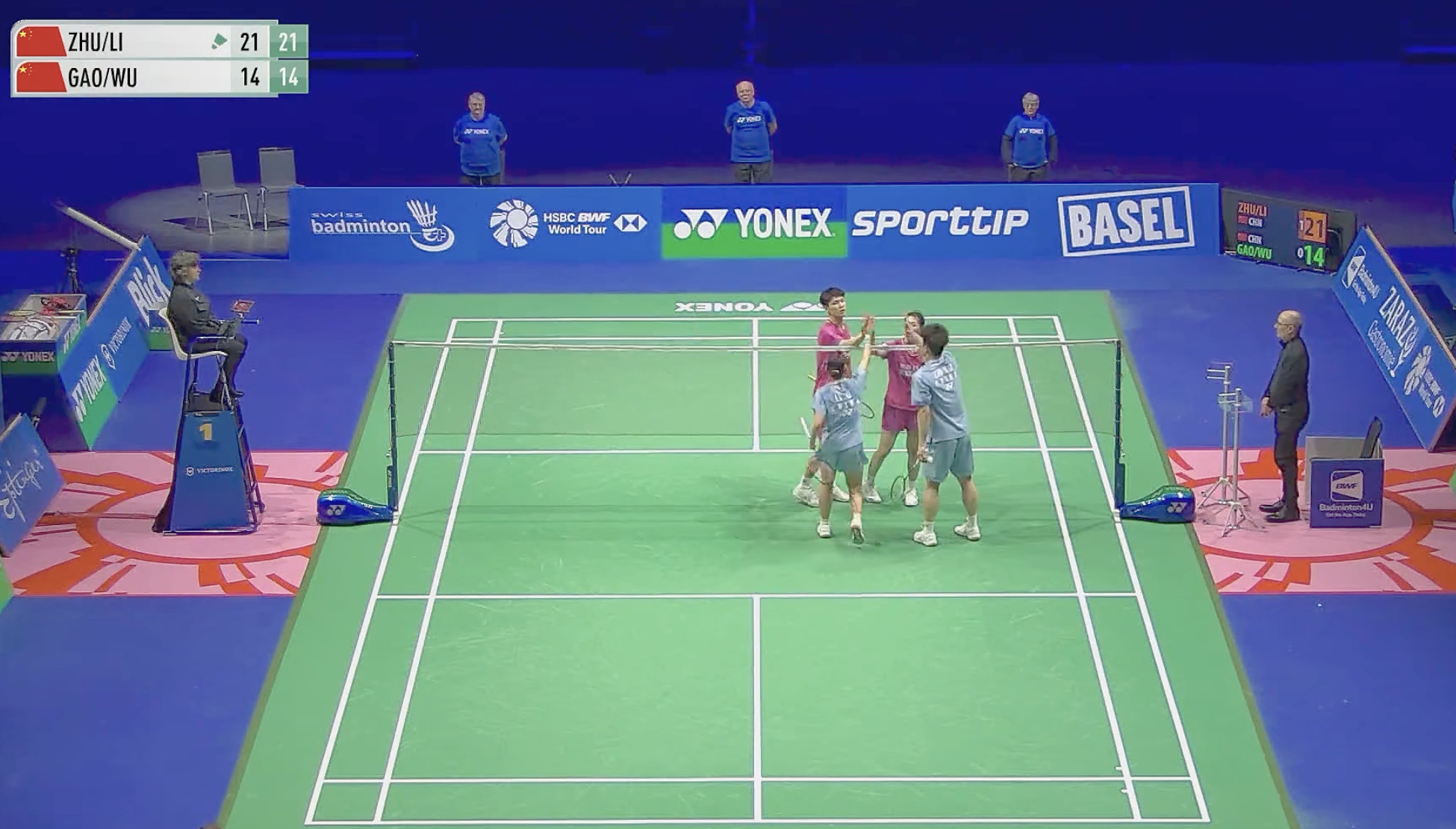 朱一珺/李茜🇨🇳 21-14、21-14 🇨🇳高家炫/吴梦莹决赛：程星/