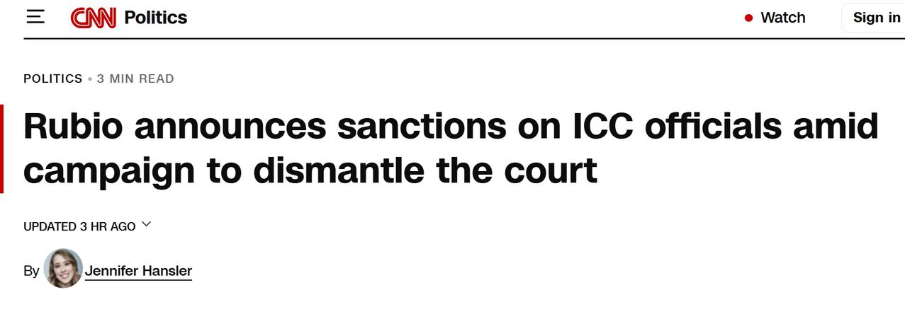 鲁比奥宣布对国际刑事法院两名官员进行制裁
当地时间周二，美国国务卿马可·鲁比奥在