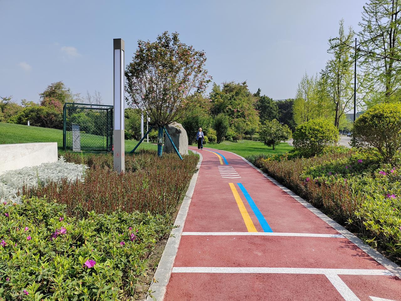 川大江安“不高山”，由明远湖挖湖堆泥而成，林木葱茏、绿意盎然。取“山不在高，有仙