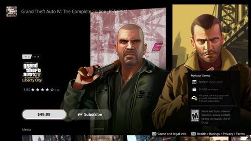 PS5商店竟然出现《GTA4》本体+外传 价格感人