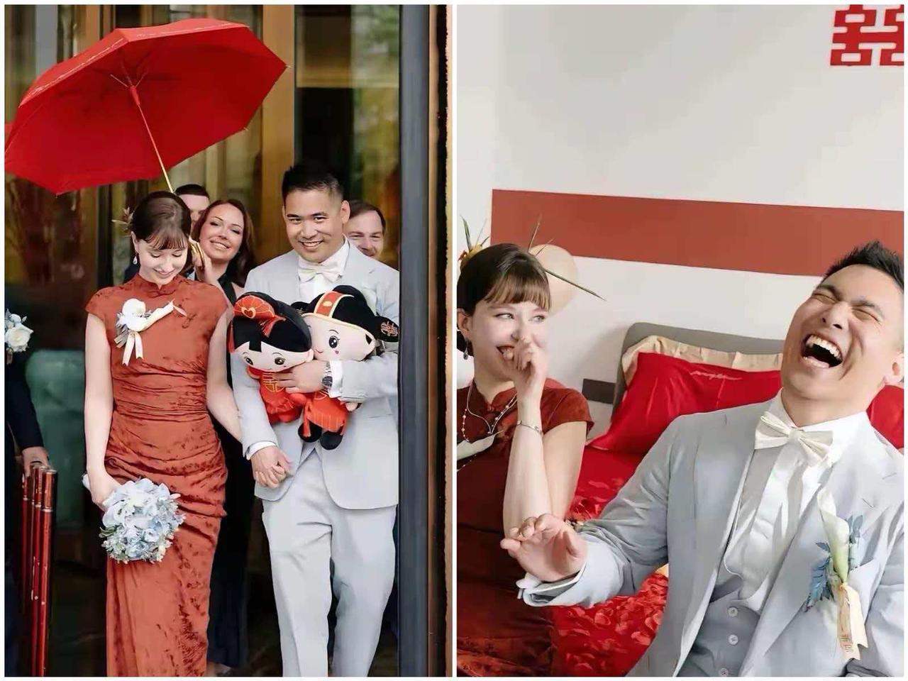 小哥被派往波兰务工，结果把一个波兰姑娘带回来了，婚礼上乐开了花，一直乐呵呵的。网