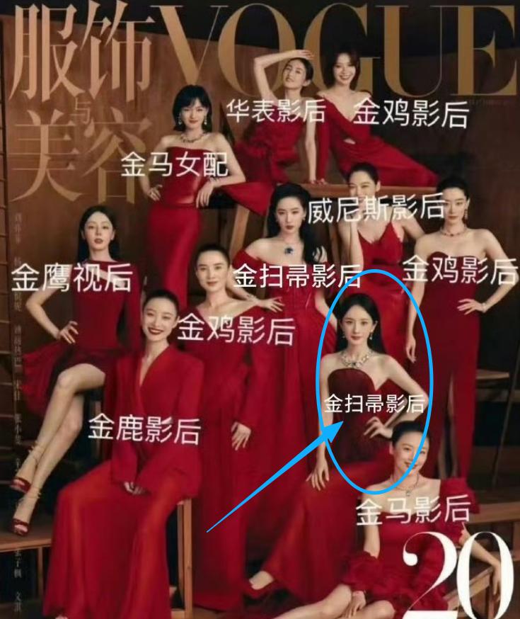 辛芷蕾得奖后，圈内最尴尬的人应该就是杨幂了。
 
金九封面上的嘉宾已经全部得过影