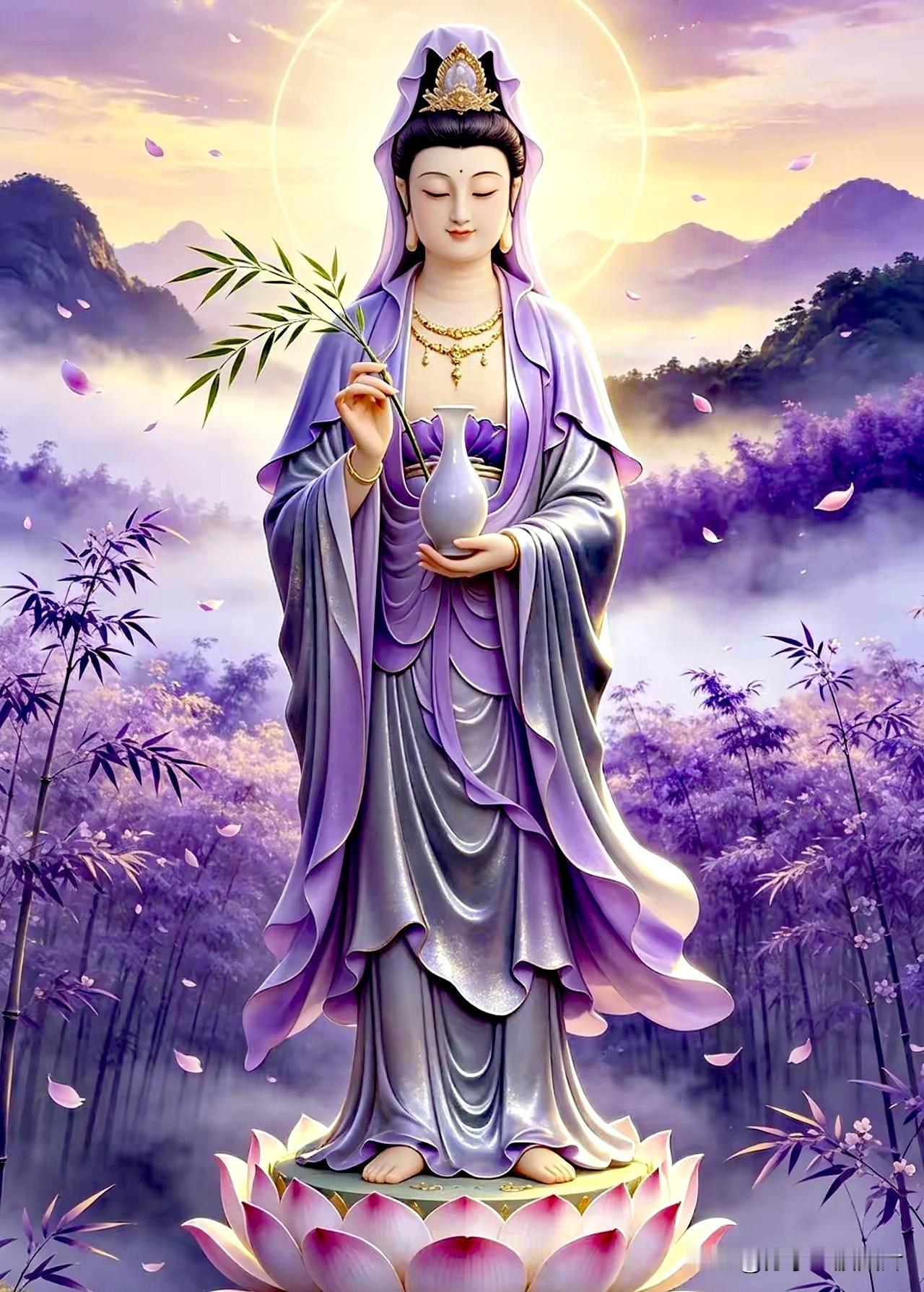 玉柳轻挥消万难，
慈瓶普洒纳千祥。